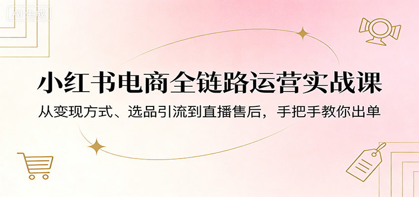 小红书电商全链路运营实战课：从变现方式、选品引流到直播售后，手把手教你出单-云顶