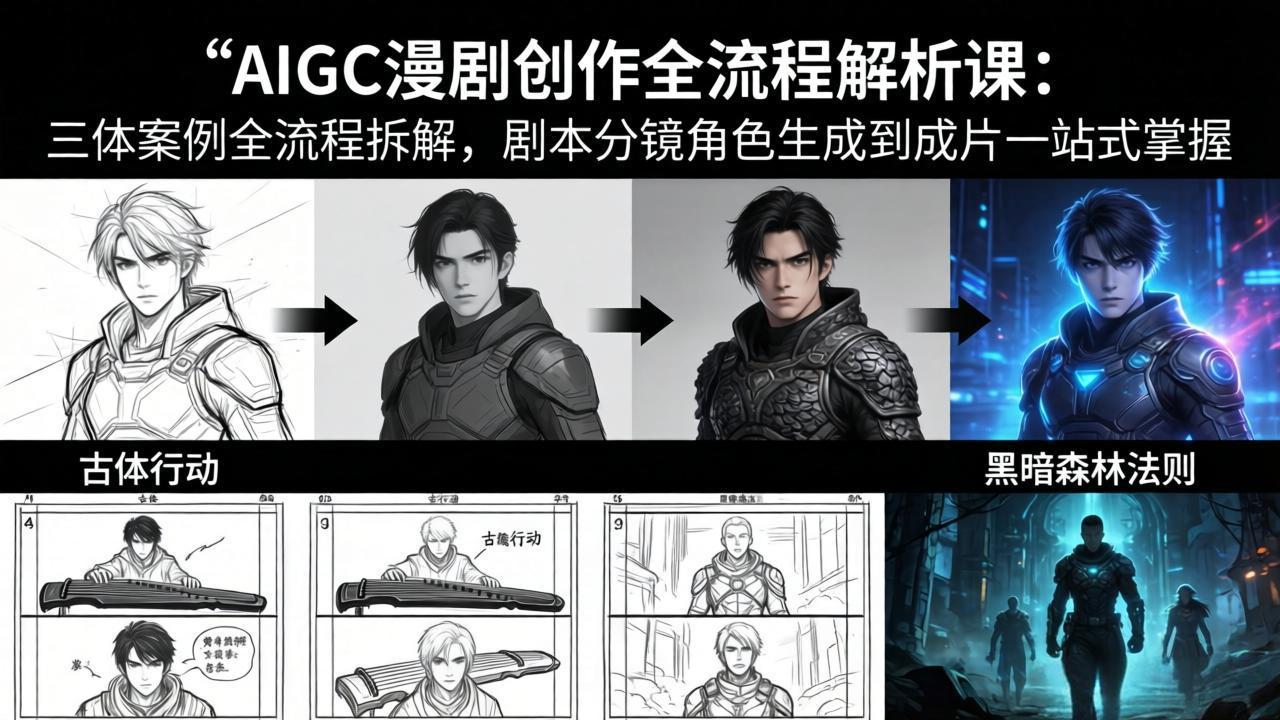 AIGC漫剧创作全流程解析课：三体案例全流程拆解，剧本分镜角色生成到成片一站式掌握-云顶