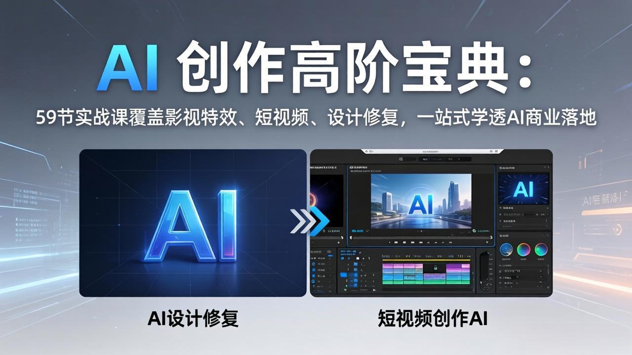 AI 创作高阶宝典:59节实战课覆盖影视特效、短视频、设计修复,一站式学透AI商业落地-云顶