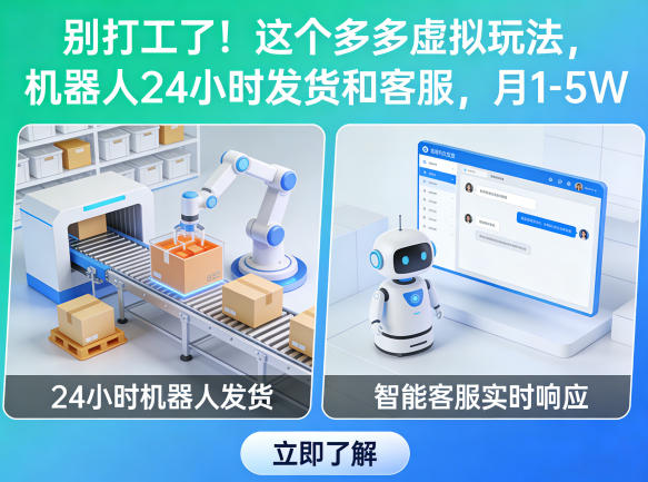 别打工了！这个多多虚拟玩法，机器人24小时发货和客服，月1-5W【揭秘】-云顶