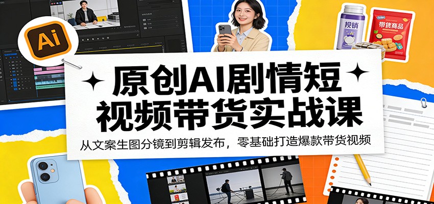 原创AI剧情短视频带货实战课：从文案生图分镜到剪辑发布，零基础打造爆款带货视频-云顶