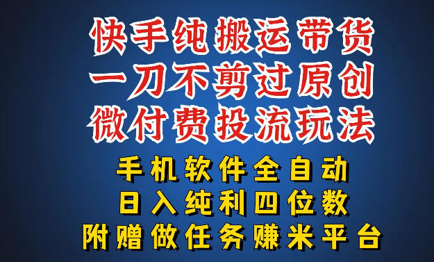 最新黑科技快手搬运带货方法，手机就能操作，轻松带你日入四位数【揭秘】-云顶