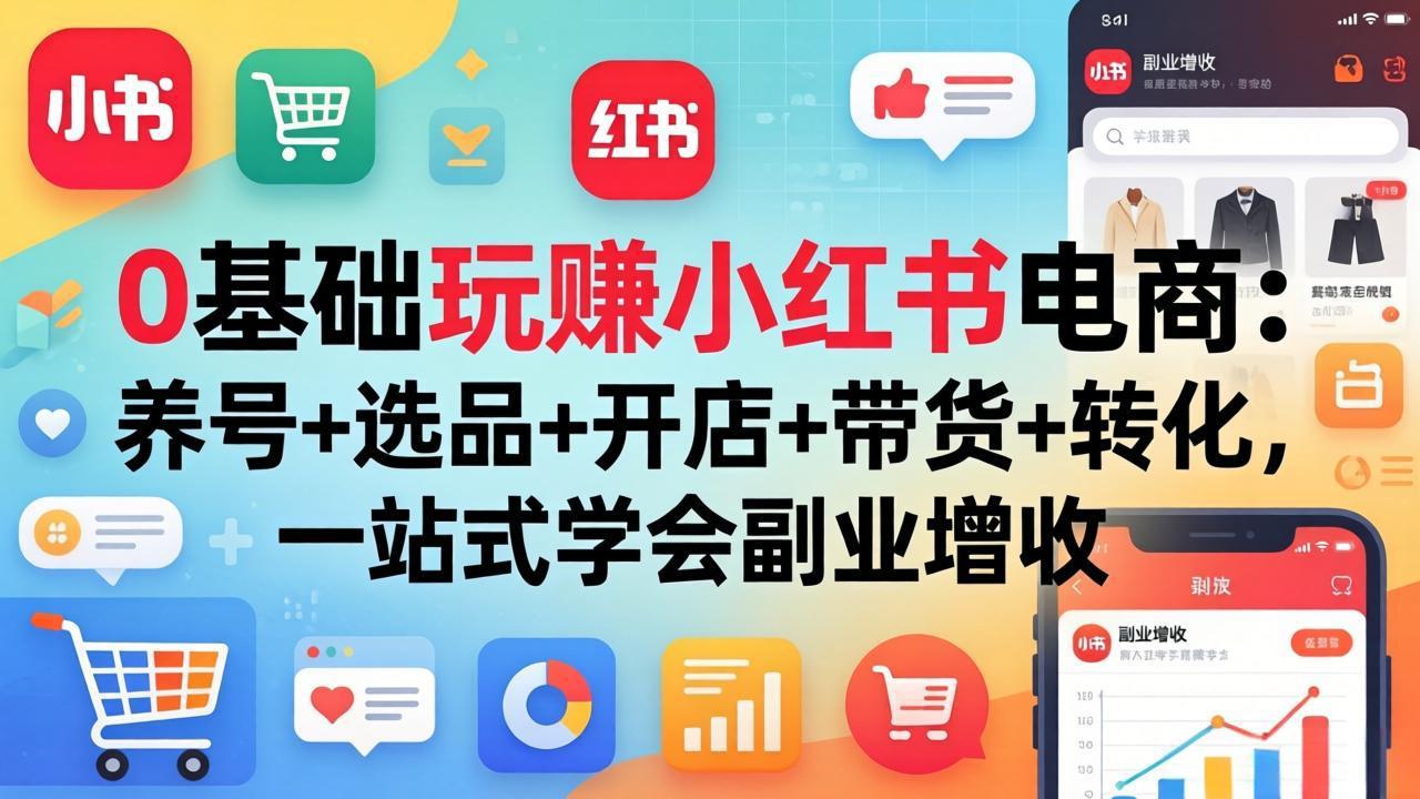 0基础玩赚小红书电商：养号+选品+开店+带货+转化，一站式学会副业增收-云顶