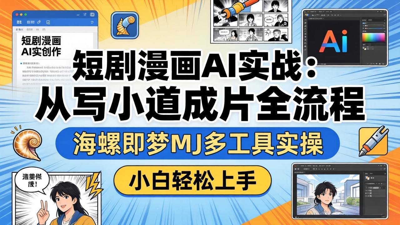 短剧漫画AI实战：从写小说到成片全流程，海螺即梦MJ多工具实操，小白轻松上手-云顶