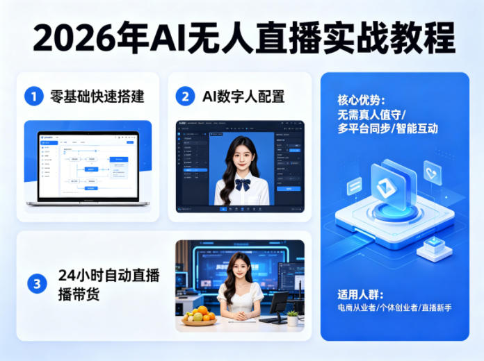 2026年AI无人直播实战教程,零基础也能快速搭建AI数字人无人直播间,实现24小时自动直播带货-云顶