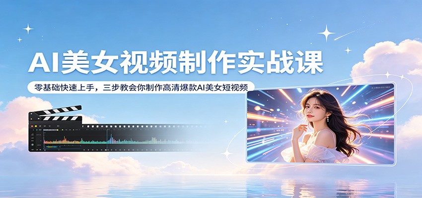 AI美女视频制作实战课：零基础快速上手，三步教会你制作高清爆款AI美女短视频-云顶