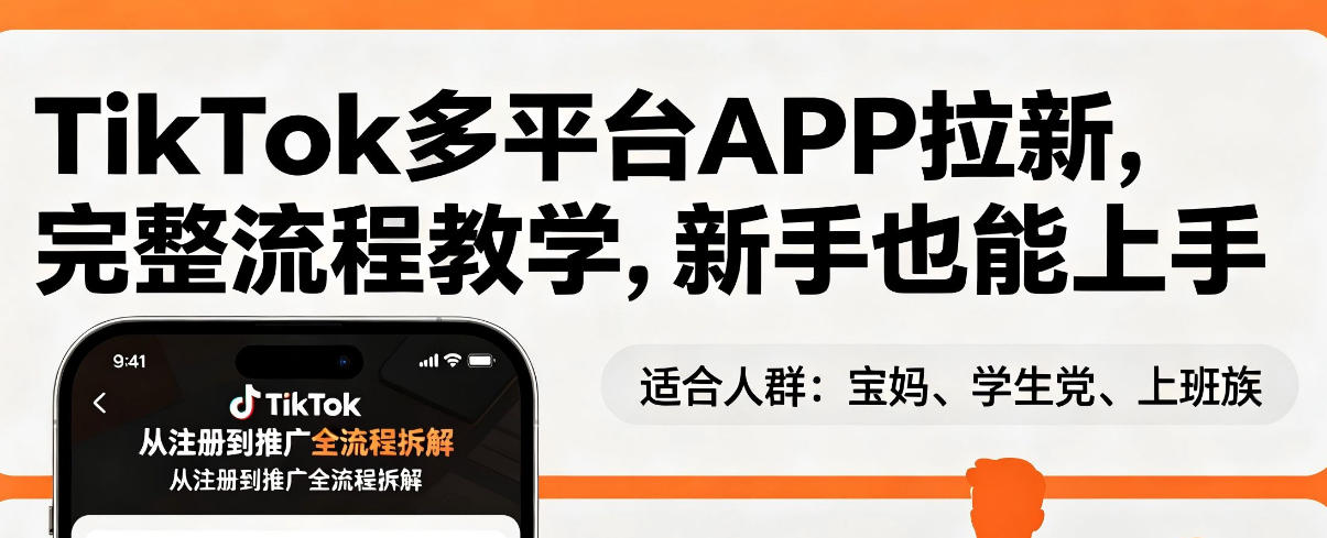 TikTok多平台APP拉新，完整流程教学，新手也能上手，轻松出海搞美金-云顶