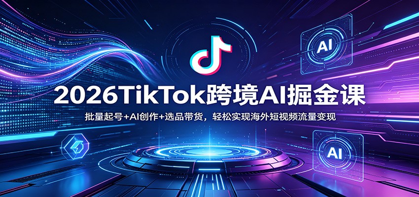 2026TikTok跨境AI掘金课：批量起号+AI创作+选品带货，轻松实现海外短视频流量变现-云顶