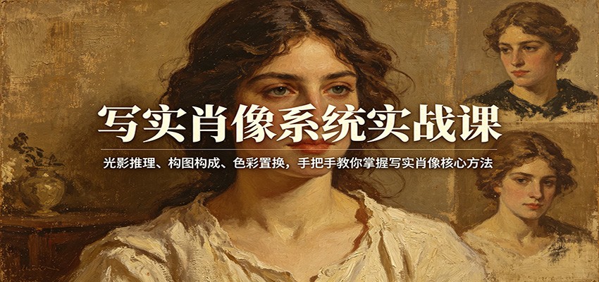 写实肖像系统实战课：光影推理、构图构成、色彩置换，手把手教你掌握写实肖像核心方法-云顶