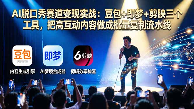 AI脱口秀赛道变现实战：豆包+即梦+剪映三个工具，把高互动内容做成批量复制流水线-云顶