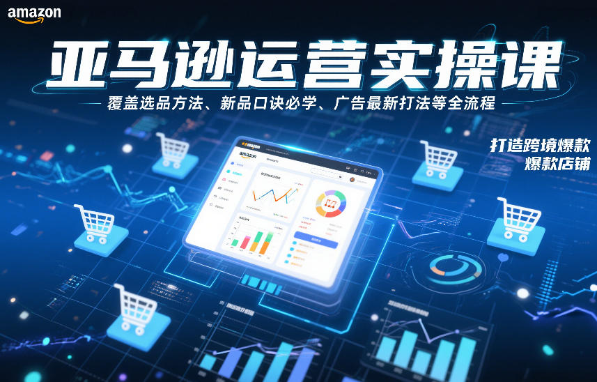 亚马逊运营实操课，覆盖选品方法、新品口诀必学、广告最新打法等全流程，打造跨境爆款店铺(更新4月)-云顶