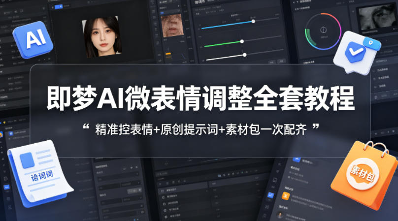 即梦AI微表情调整全套教程，精准控表情+原创提示词+素材包一次配齐-云顶