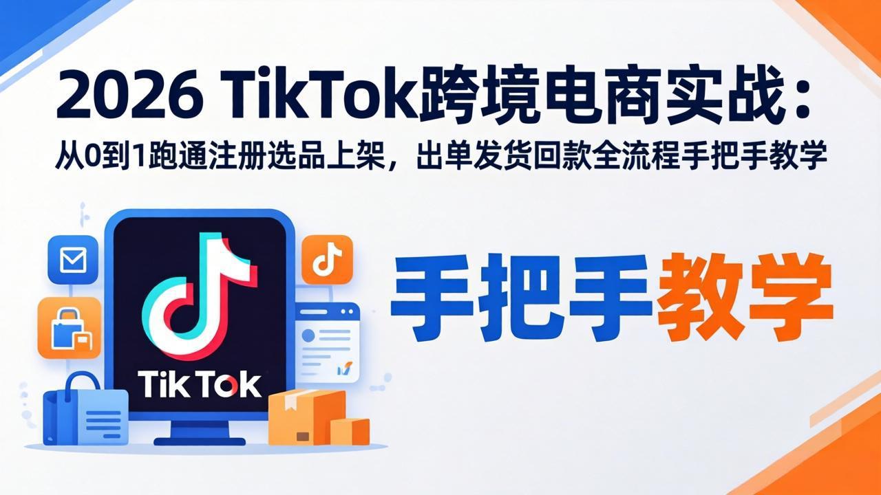2026TikTok跨境电商实战-更新：从0到1跑通注册选品上架，出单发货回款全流程手把手教学-云顶