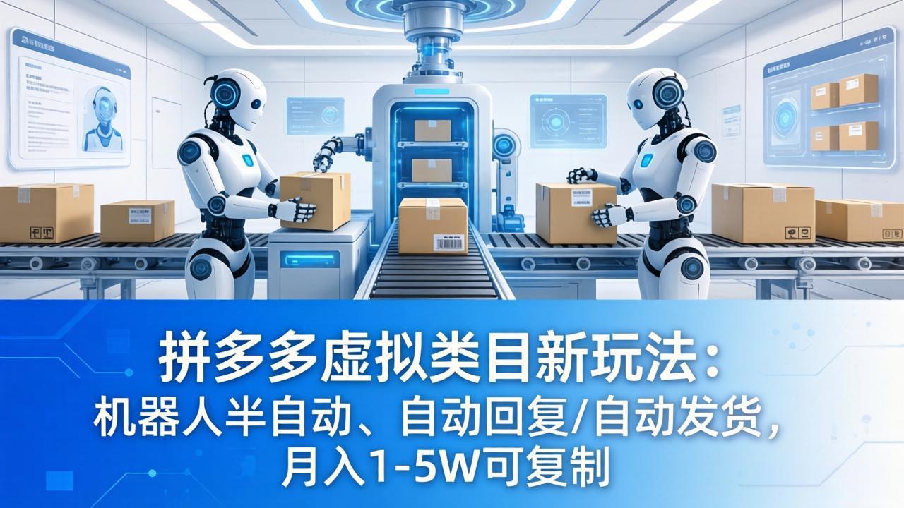 拼多多虚拟类目新玩法：机器人半自动、自动回复 /自动发货，月入 1-5W 可复制-元界