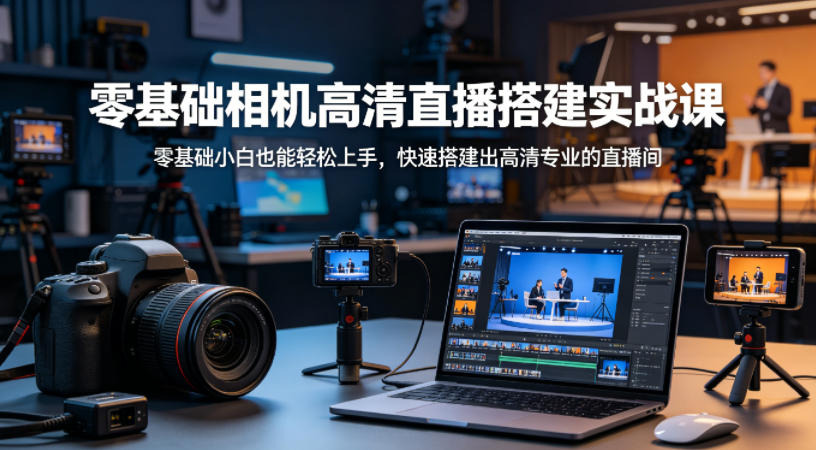 零基础相机高清直播间搭建实战课，小白也能轻松上手，快速搭建出高清专业的直播间-云顶