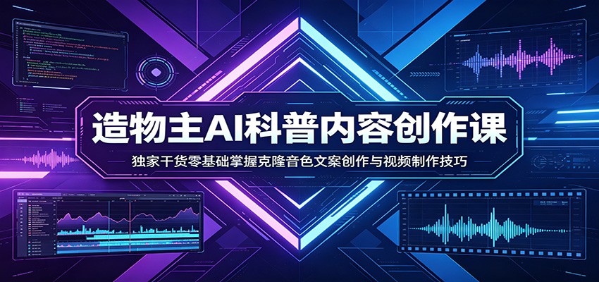 AI科普内容创作课：独家干货零基础掌握克隆音色文案创作与视频制作技巧-云顶