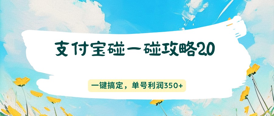 支付宝碰一碰攻略2.0，一键搞定，单号利润350+-云顶