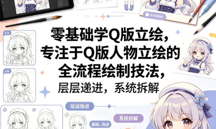 零基础学Q版立绘，专注于Q版人物立绘的全流程绘制技法，层层递进，系统拆解-云顶