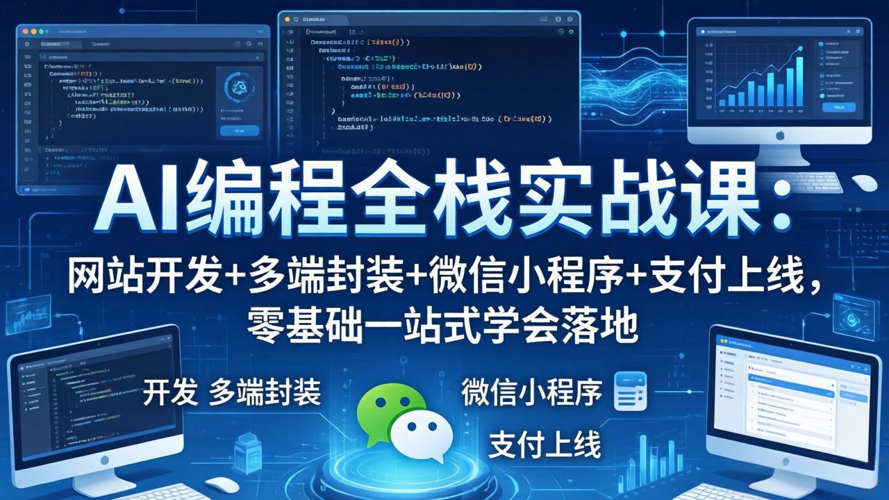 AI编程全栈实战课：网站开发+多端封装+微信小程序+支付上线，零基础一站式学会落地-元界