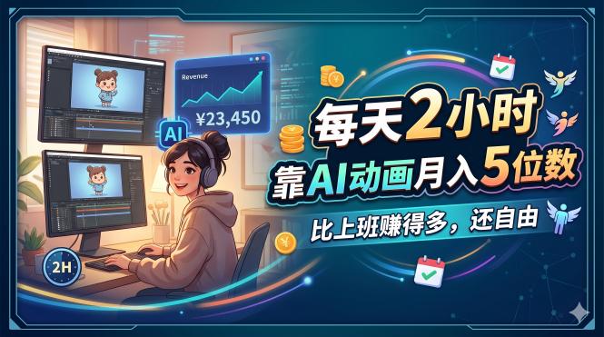 每天 2 小时，靠 AI 动画月入 5 位数，比上班赚得多，还自由-元界