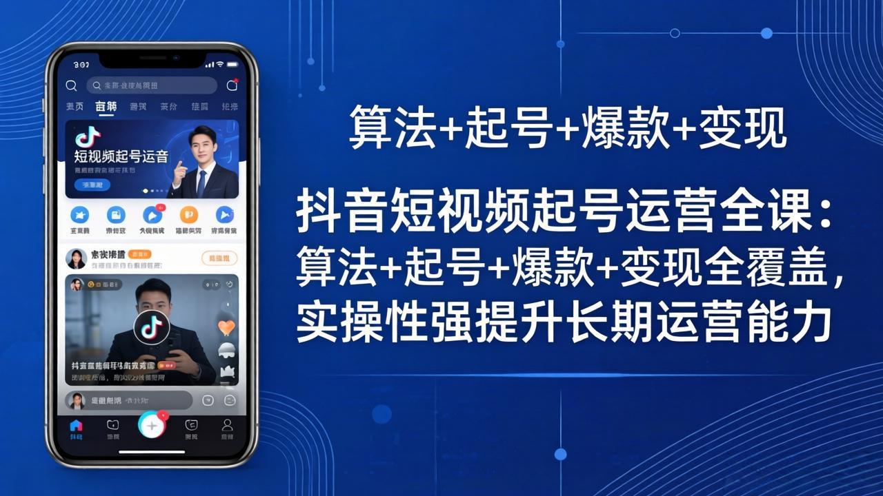 抖音短视频起号运营全课：算法+起号+爆款+变现全覆盖，实操性强提升长期运营能力-元界