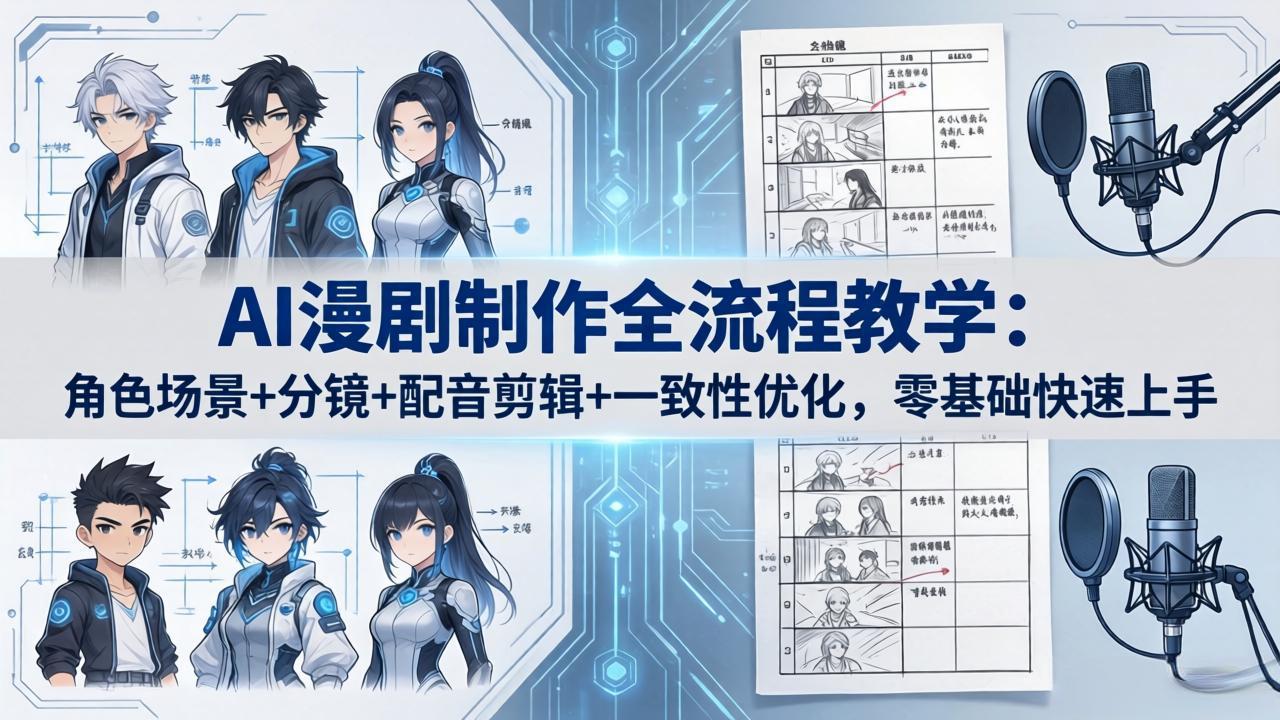 AI漫剧制作全流程教学：角色场景+分镜+配音剪辑+一致性优化，零基础快速上手-元界