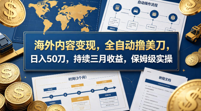 海外内容变现，全自动撸美刀，日入50刀，持续三月收益，保姆级实操【揭秘】-元界