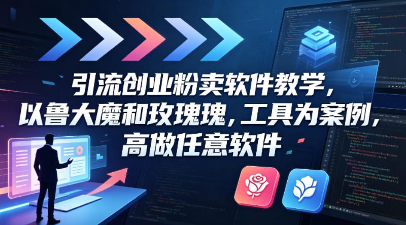 引流创业粉卖软件教学，以鲁大魔和玫瑰工具为案例，可做任意软件-元界