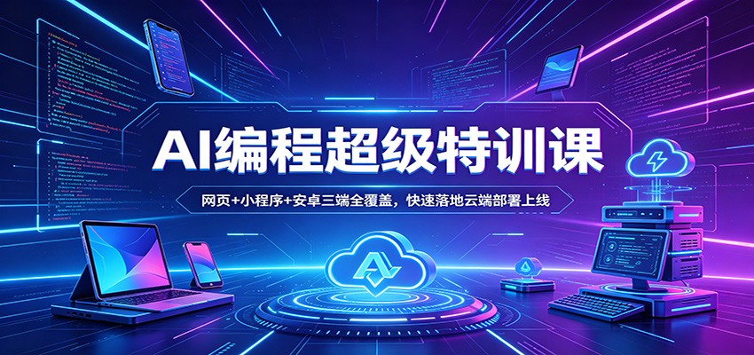 AI编程超级特训课：网页+小程序+安卓三端全覆盖，快速落地云端部署上线-元界