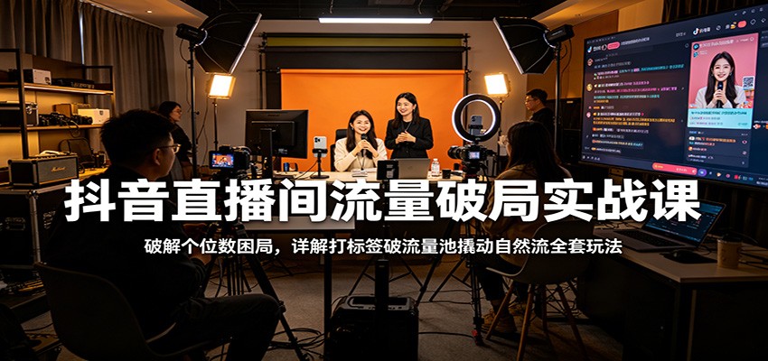 抖音直播间流量破局实战课：破解个位数困局，详解打标签破流量池撬动自然流全套玩法-元界
