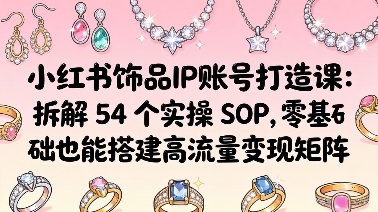 小红书饰品IP账号打造课：拆解 54 个实操 SOP，零基础也能搭建高流量变现矩阵-元界
