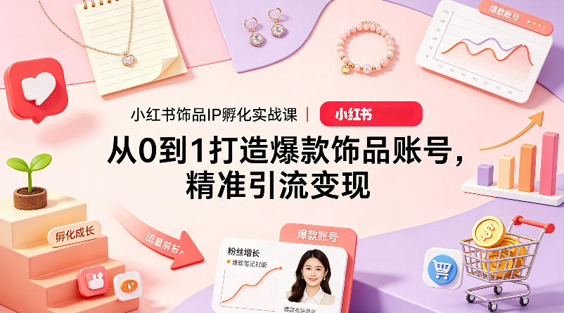 小红书饰品IP孵化实战课｜从0到1打造爆款饰品账号，精准引流变现-元界