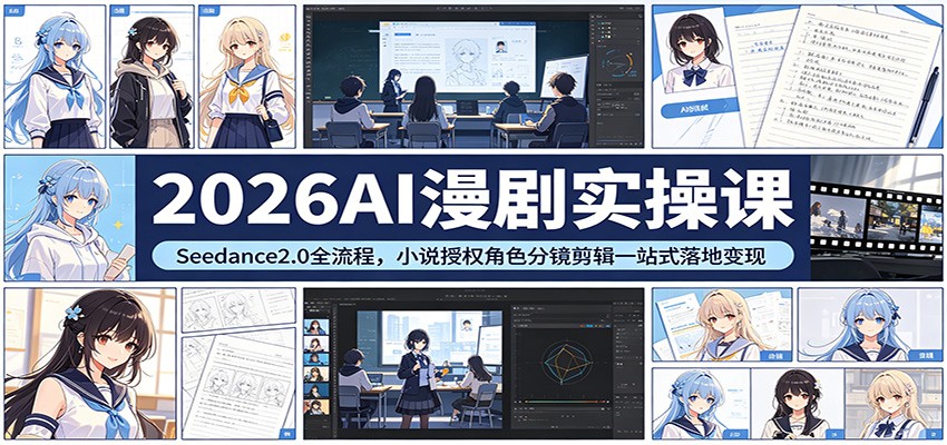 2026AI漫剧实操课：Seedance2.0全流程，小说授权角色分镜剪辑一站式落地变现-元界