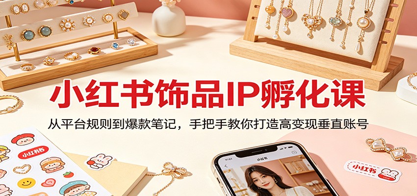 小红书饰品IP孵化课：从平台规则到爆款笔记，手把手教你打造高变现垂直账号-元界