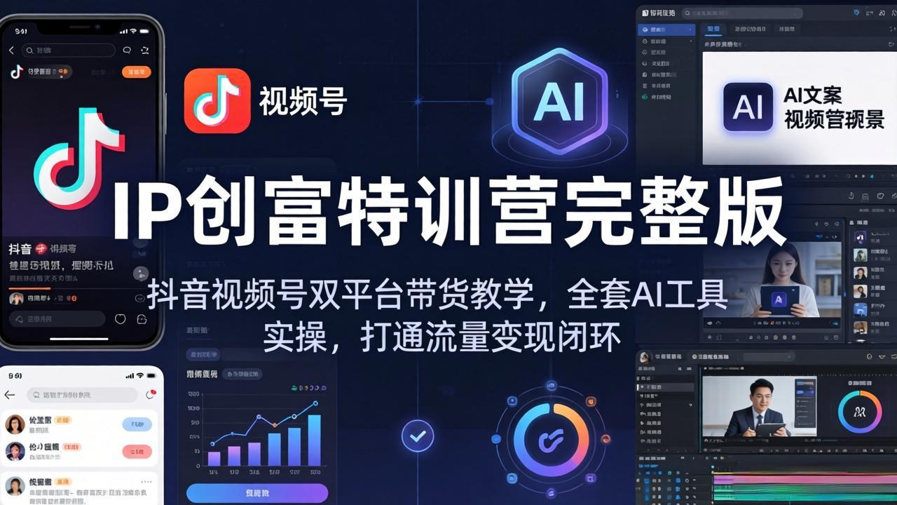 IP创富特训营完整版：抖音视频号双平台带货教学，全套AI工具实操，打通流量变现闭环-元界