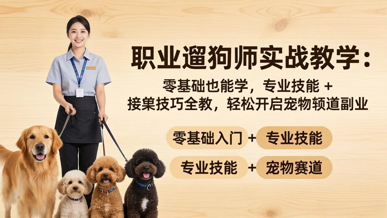 职业遛狗师实战教学：零基础也能学，专业技能 + 接单技巧全教，轻松开启宠物赛道副业-元界