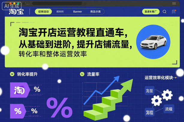 淘宝开店运营教程直通车，从基础到进阶，提升店铺流量，转化率和整体运营效率(更新26年4月20日)-元界