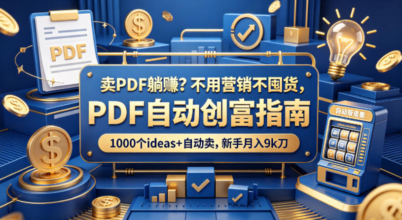 卖PDF躺賺？不用营销不囤货，PDF自动创富指南，1000个ideas+自动卖，新手月入9k刀【原创双语字幕】-元界