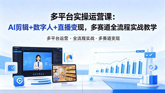 某团队多平台实操运营课-更新26年4月20：AI剪辑+数字人+直播变现，多赛道全流程实战教学-元界