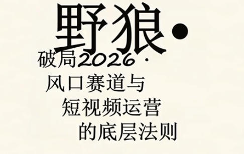 野狼团队·多平台实操运营课，覆盖AI口播、服装、好物、漫剪等热门玩法(更新4月)-元界