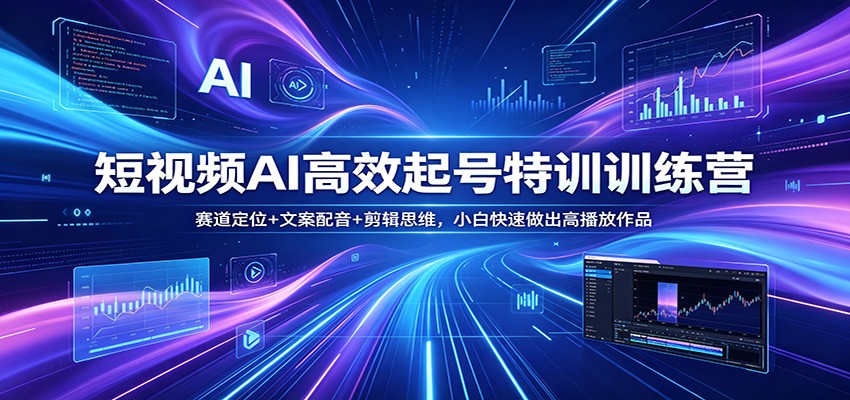 短视频AI高效起号特训训练营：赛道定位+文案配音+剪辑思维，小白快速做出高播放作品-元界