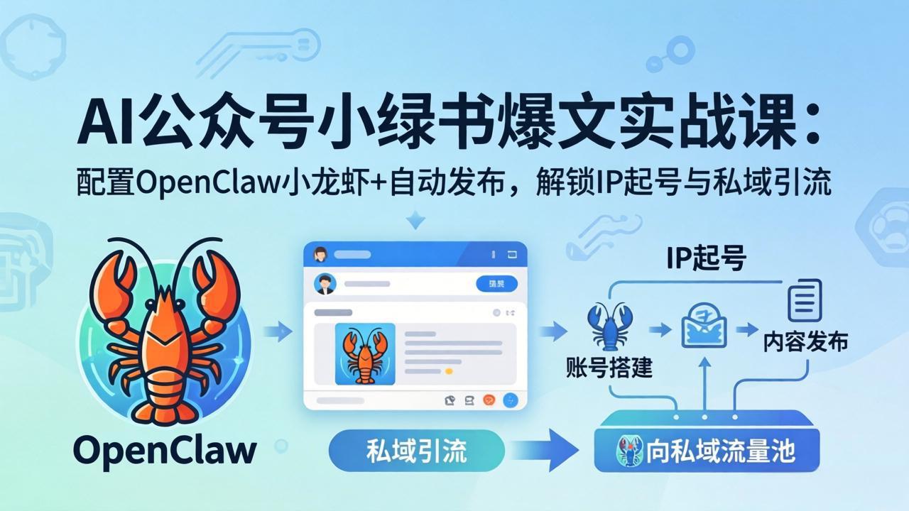 AI公众号小绿书变现实战课：小绿书爆文写作+OpenClaw自动发布，解锁IP起号与私域引流-元界