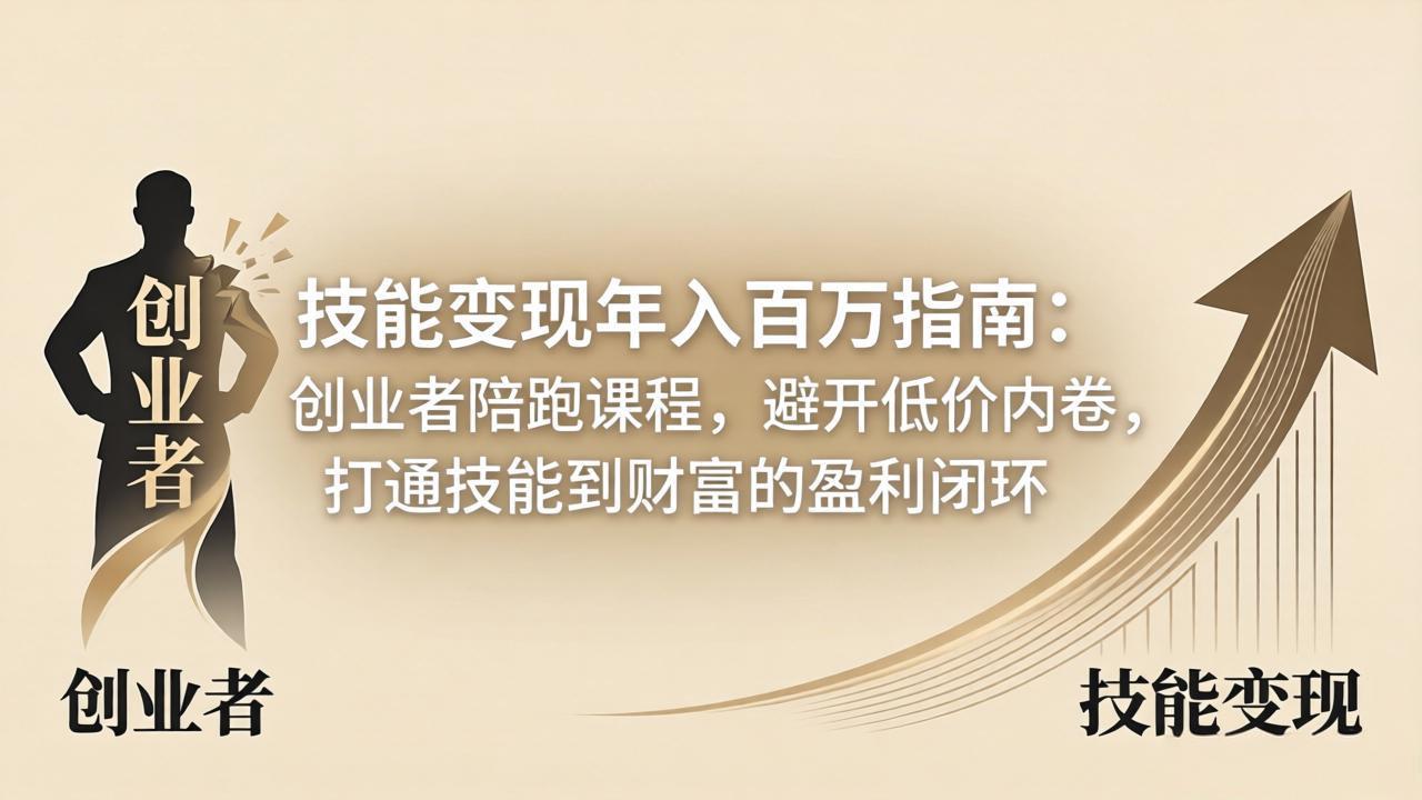 技能变现年入百万指南：创业者陪跑课程，避开低价内卷，打通技能到财富的盈利闭环-元界