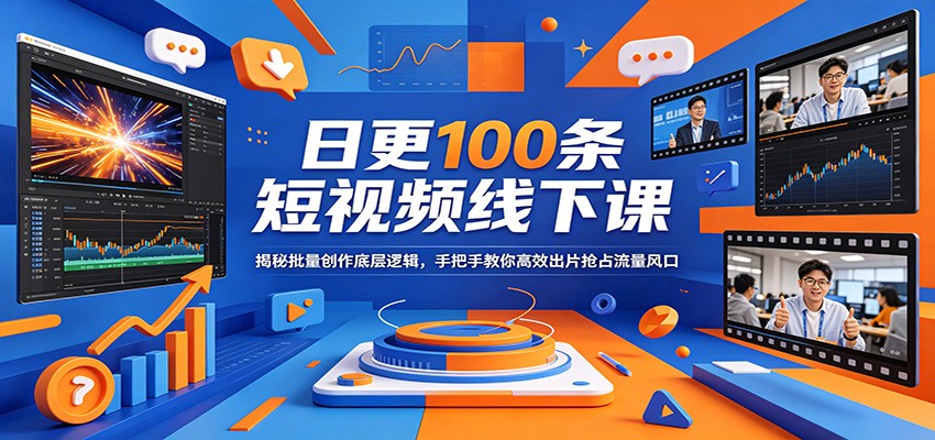 日更100条短视频线下课：揭秘批量创作底层逻辑，手把手教你高效出片抢占流量风口-元界