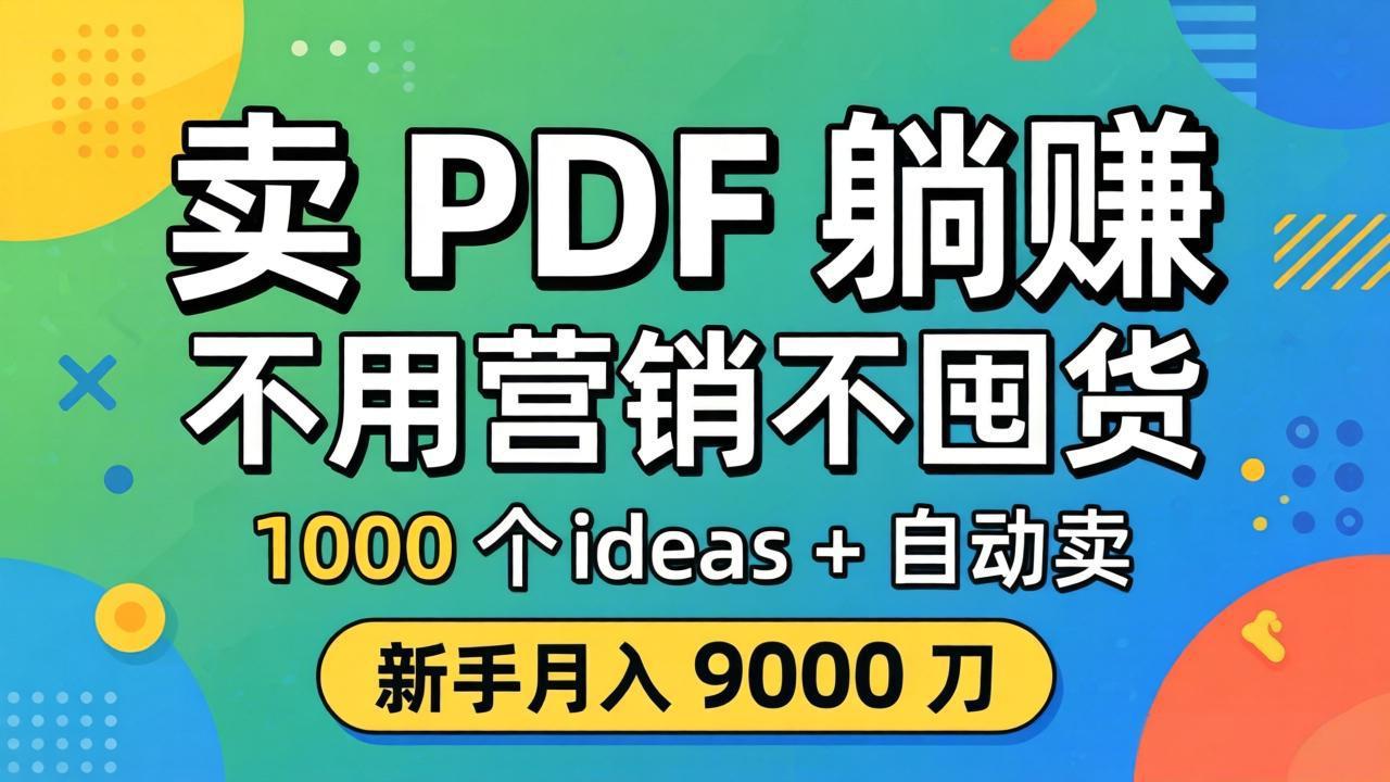 卖 PDF 躺赚？不用营销不囤货，1000 个 ideas + 自动卖，新手月入 9000 刀【原创双语字幕】-元界