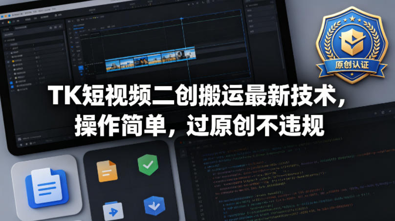 TK短视频二创搬运最新技术，操作简单，过原创不违规-元界