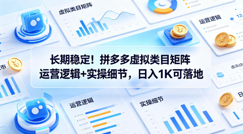 长期稳定！拼多多虚拟类目矩阵运营逻辑+实操细节，日入1K可落地【揭秘】-元界