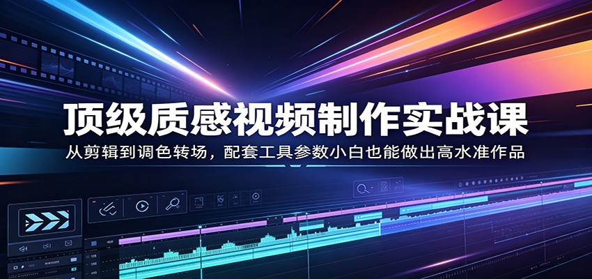 顶级质感视频制作实战课：从剪辑到调色转场，配套工具参数小白也能做出高水准作品-元界