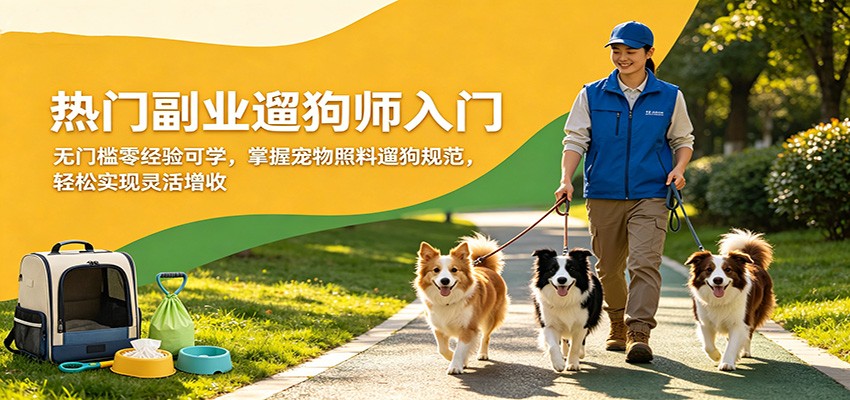 热门副业遛狗师入门，无门槛零经验可学，掌握宠物照料遛狗规范，轻松实现灵活增收-元界