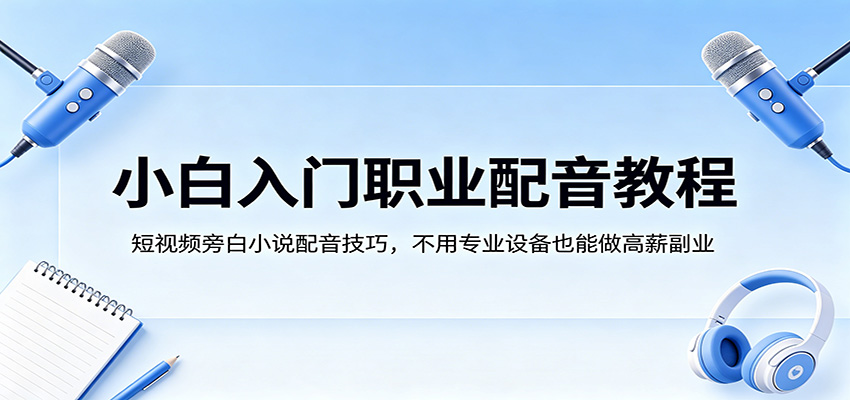 小白入门职业配音教程，短视频旁白小说配音技巧，不用专业设备也能做高薪副业-元界